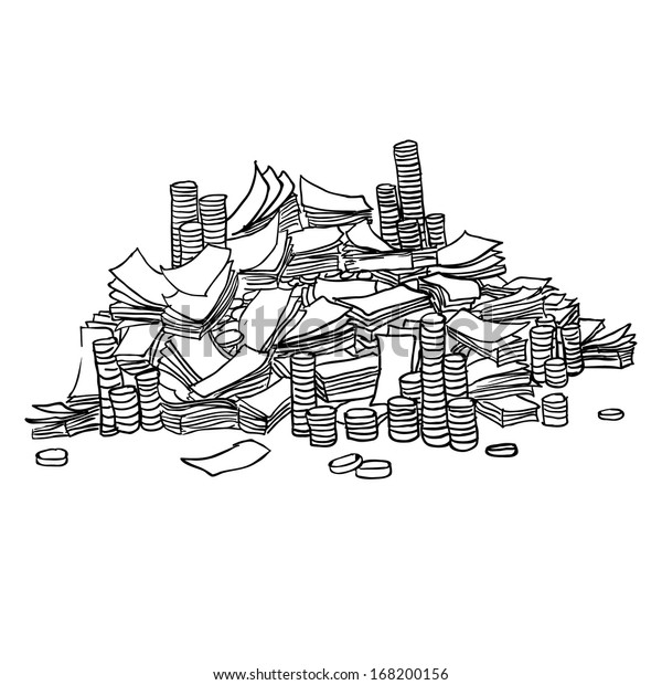 Dollars Pile Packs Money Vector Sketch Stock Vector (Royalty Free) 168200156