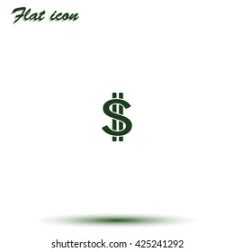Dollars sign flat icon. USD currency symbol. Money label.