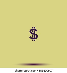 Dollars sign flat icon. USD currency symbol. Money label.