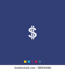 Dollars sign flat icon. USD currency symbol. Money label.