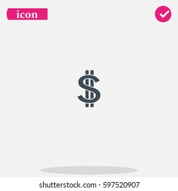 Dollars sign flat icon. USD currency symbol. Money label.