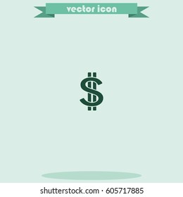 Dollars sign flat icon. USD currency symbol. Money label.