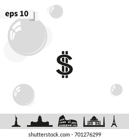 Dollars sign flat icon. USD currency symbol. Money label.