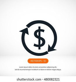 Dollars sign icon, flat design best vector icon