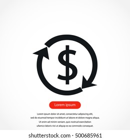Dollars sign icon, flat design best vector icon