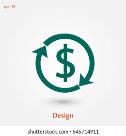 Dollars sign icon, flat design best vector icon