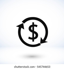 Dollars sign icon, flat design best vector icon