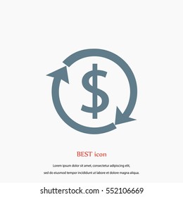 Dollars sign icon, flat design best vector icon