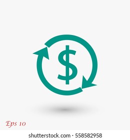 Dollars sign icon, flat design best vector icon