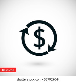 Dollars sign icon, flat design best vector icon