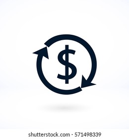 Dollars sign icon, flat design best vector icon