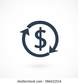 Dollars sign icon, flat design best vector icon