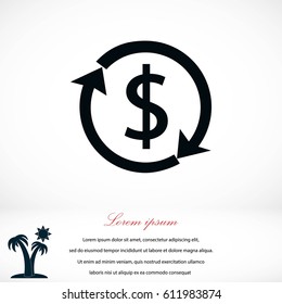 Dollars sign icon, flat design best vector icon