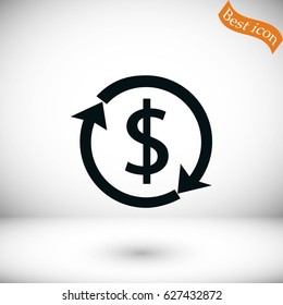 Dollars sign icon, flat design best vector icon