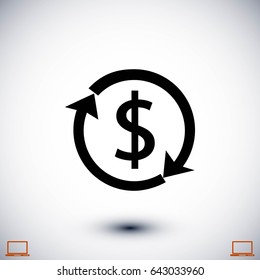 Dollars sign icon, flat design best vector icon