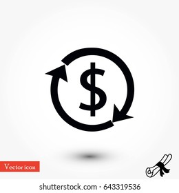 Dollars sign icon, flat design 