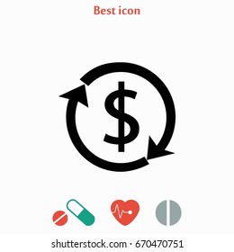 Dollars sign icon, flat design best vector icon