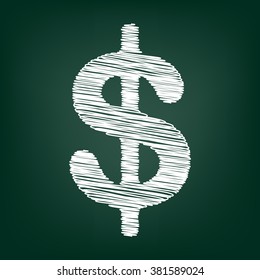 Dollars sign icon. USD currency symbol. Money label.Flat style icon with chalk effect