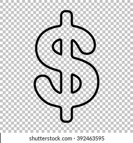 Dollars sign icon. USD currency symbol. Money label. Line icon on transparent background
