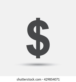 Dollars sign icon. USD currency symbol. Money label. Flat money dollar web icon on white background. Vector