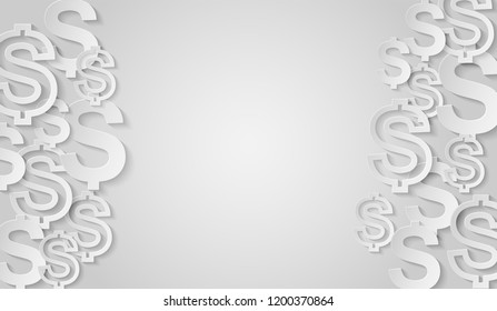  Dollars sign on white background. light and shadow, copy space .Vector