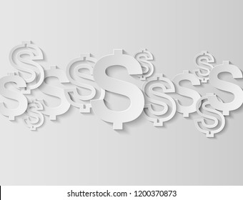  Dollars sign on white background. light and shadow, copy space .Vector