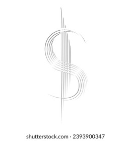 The dollars sign on white background. Beautiful closeup for lifestyle design.