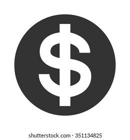 Dollars sign. USD symbol of currency, finance, business and banking. Money label. Gray flat icon isolated on white background. Flat design concept. Modern UI website navigation. Vector illustration.