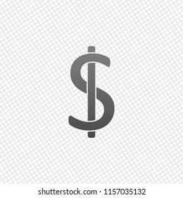 Dollars sign and USD symbol icon. On grid background