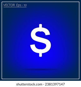 Los dólares firman el icono del vektor. Dólar plano.