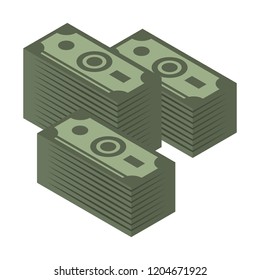 Dollars stack icon. Isometric of dollars stack vector icon for web design isolated on white background