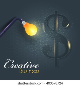 Dollars Theme Business Idea Concept, Bulbs Illustration, Creative Infographics Background Design