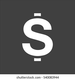 Dollars USD Money icon flat. Vector white illustration isolated on black background. Flat symbol