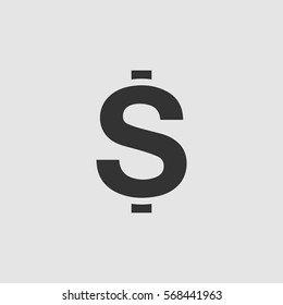 Dollars USD Money icon flat. Black pictogram on grey background. Vector illustration symbol