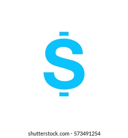 Dollars USD Money icon flat. Blue pictogram on white background. Vector illustration symbol