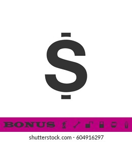 Dollars USD Money icon flat. Black pictogram on white background. Vector illustration symbol and bonus button