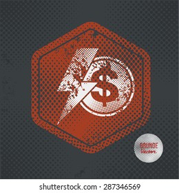 Dollar,stamp design on old dark background,grunge concept,vector