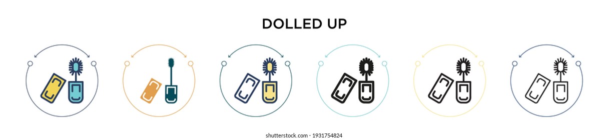 Dolled up icon in filled, thin line, outline and stroke style. Vector illustration of two colored and black dolled up vector icons designs can be used for mobile, ui, web