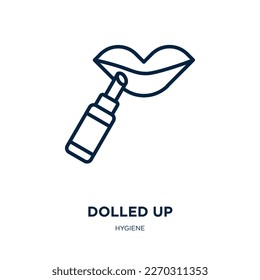 dolled up icon from hygiene collection. Thin linear dolled up, doll, fun outline icon isolated on white background. Line vector dolled up sign, symbol for web and mobile