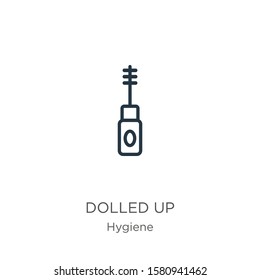 Dolled up icon. Thin linear dolled up outline icon isolated on white background from hygiene collection. Line vector sign, symbol for web and mobile