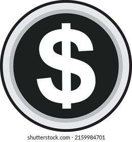 Doller coin icon. on white background