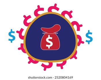 Símbolo de moeda Doller e design do plano de fundo do elemento