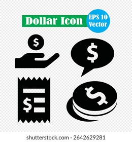 Ícone de doller set silhueta ilustração. Traço editável. Eps 10
