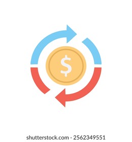 Doller Icons Vector Illustrations with circular arrows