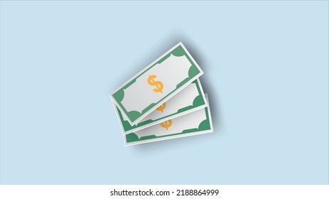 Doller Money Icon Vector blue background 
