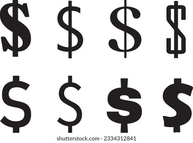 Doller Sign Collection. Vector Illustration Design.