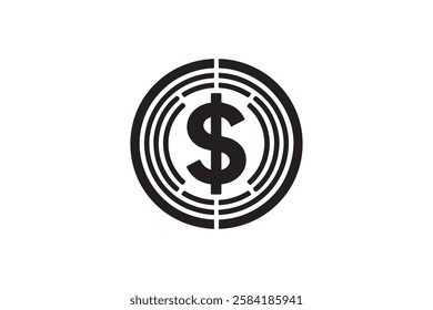 Doller sign icon vector silhouette isolated in white background