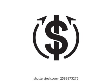 Doller sign icon vector silhouette isolated in white background