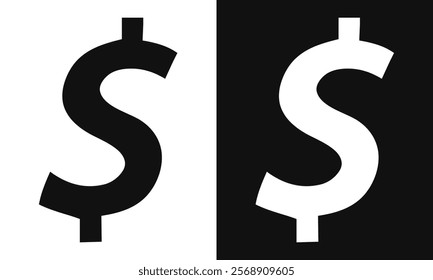 Doller sign icon with white and black background vector illustration.