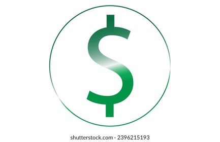 Símbolo Doller o USD 3D en forma redondeada, forma verde Doller 